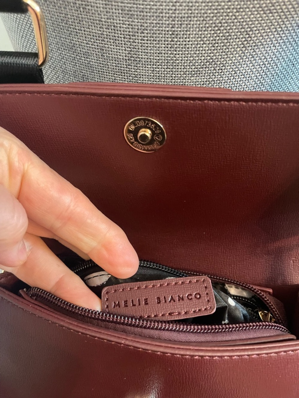 Melie Bianco Wine Red Crossbody with Gold Hardware - Picture 13 of 15